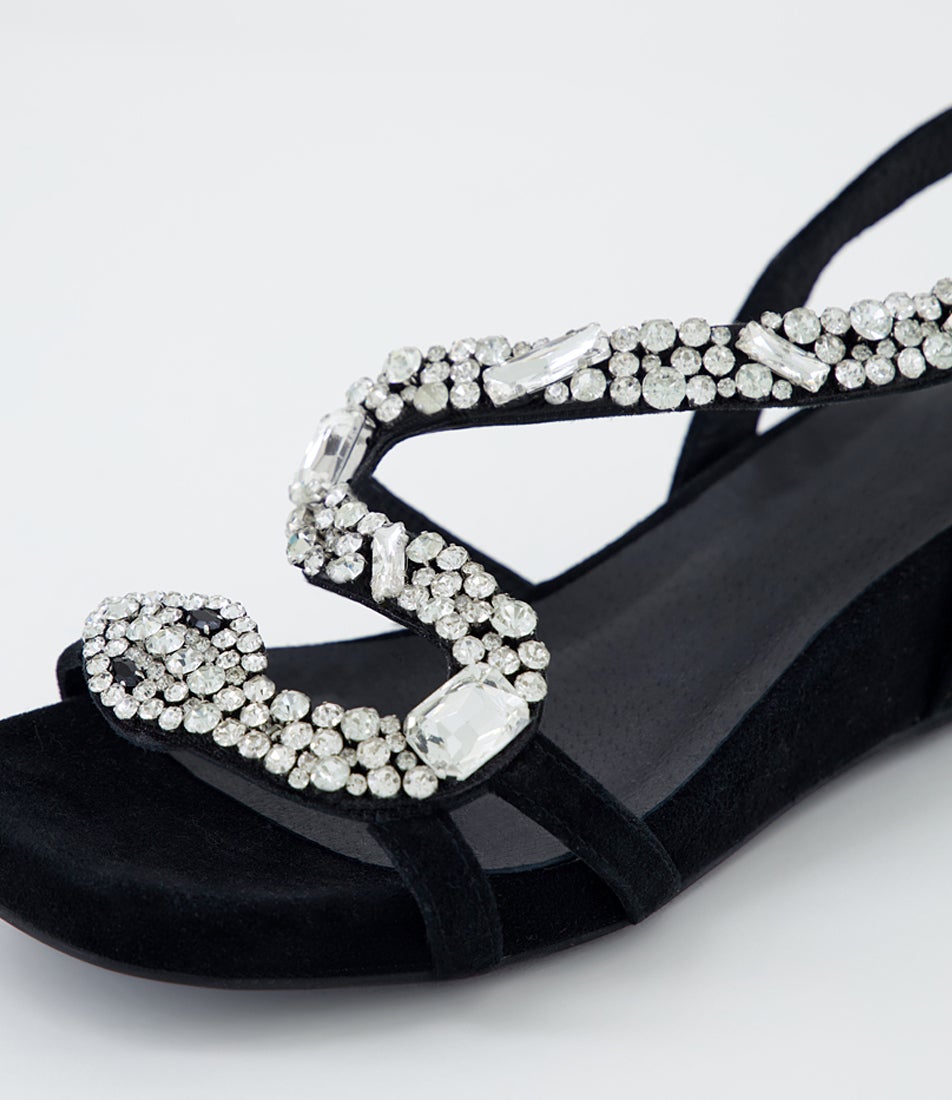 Winnona Black Silver Suede Sandals