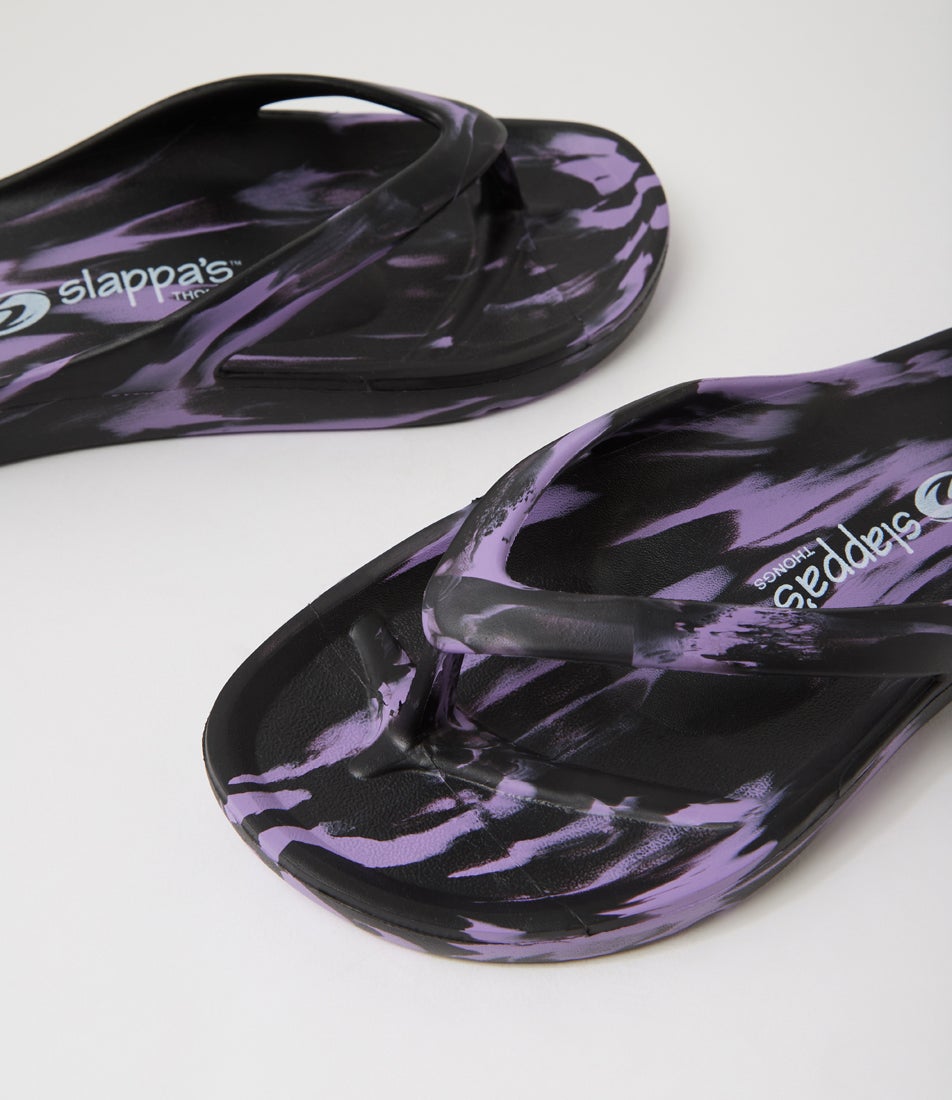 Slappas Black Purple Eva Thongs