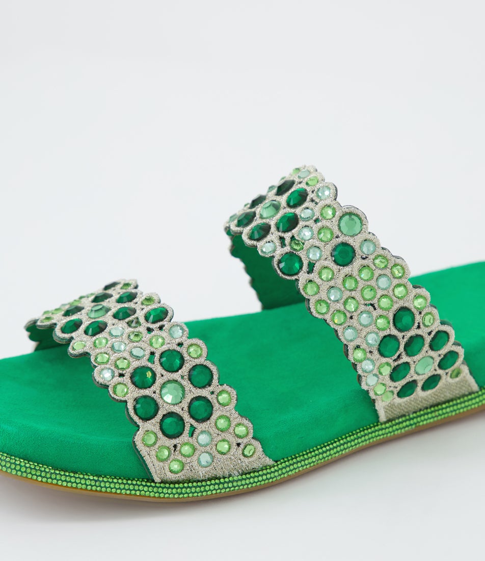 Yerba Light Lime Leather Slides