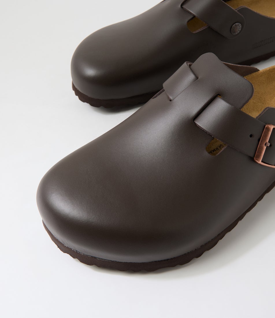 Boston Mens Dark Brown Leather Flat Shoes