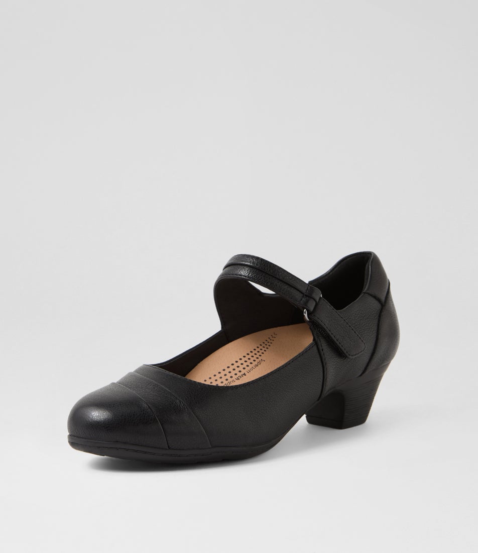 Larsin Black Leather Heels