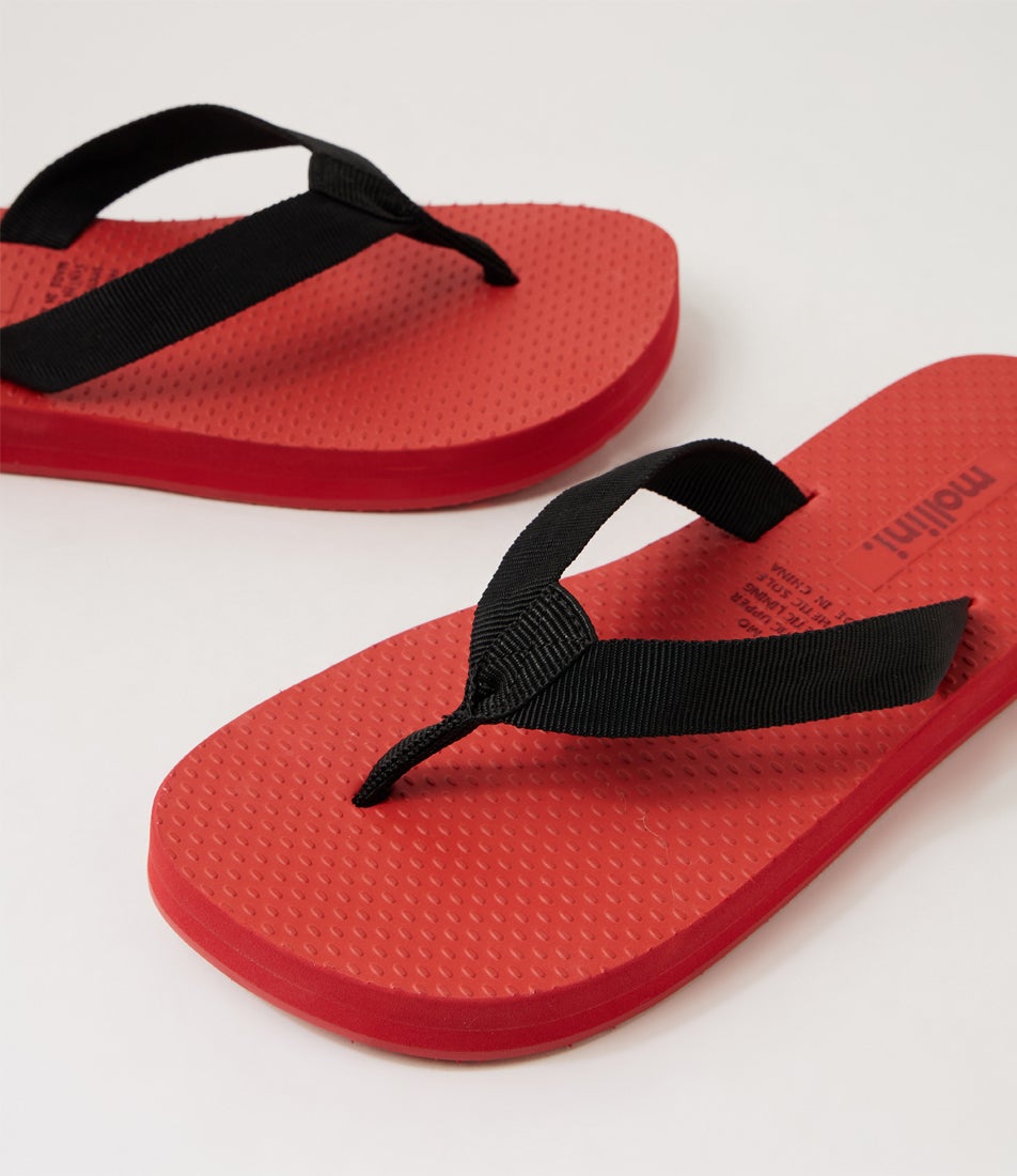 Fara Black Red Fabric Sandals