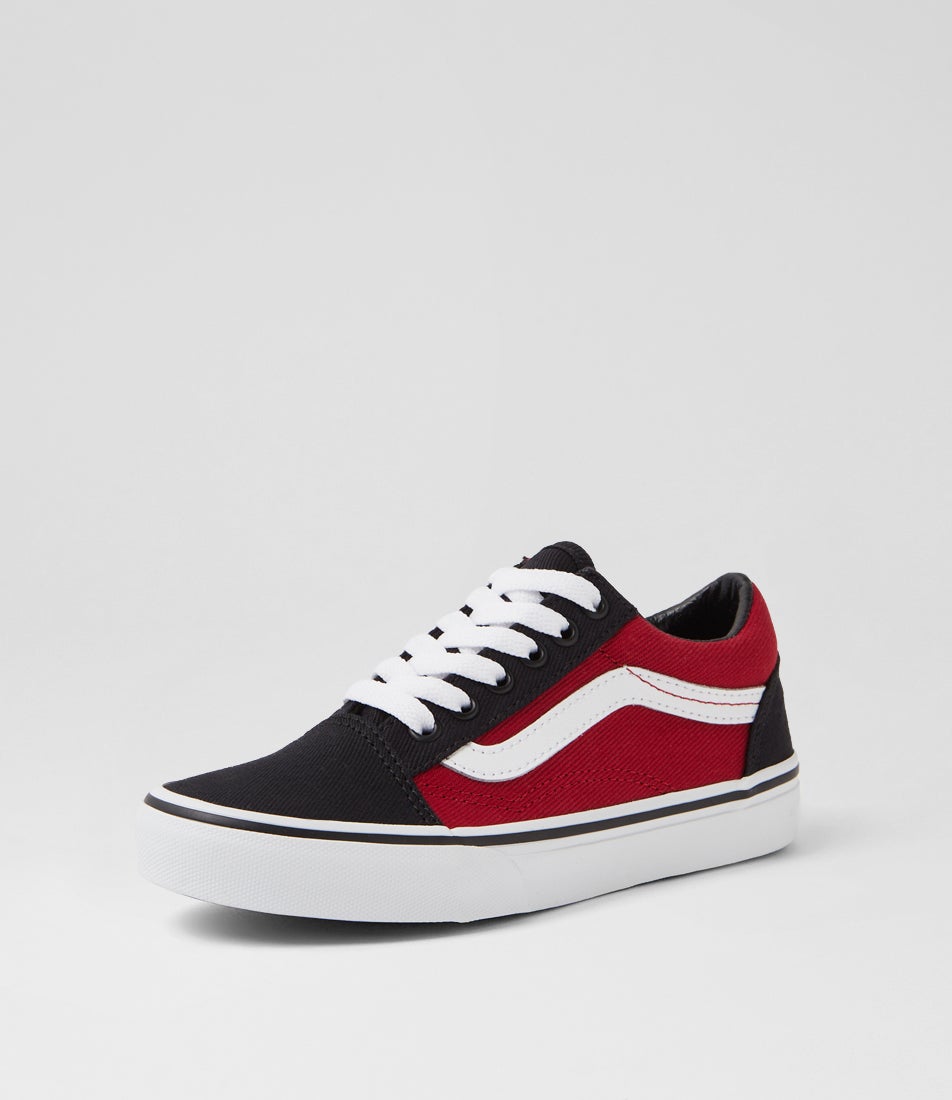 Old Skool Junior Red Multi Twill Suede Sneakers