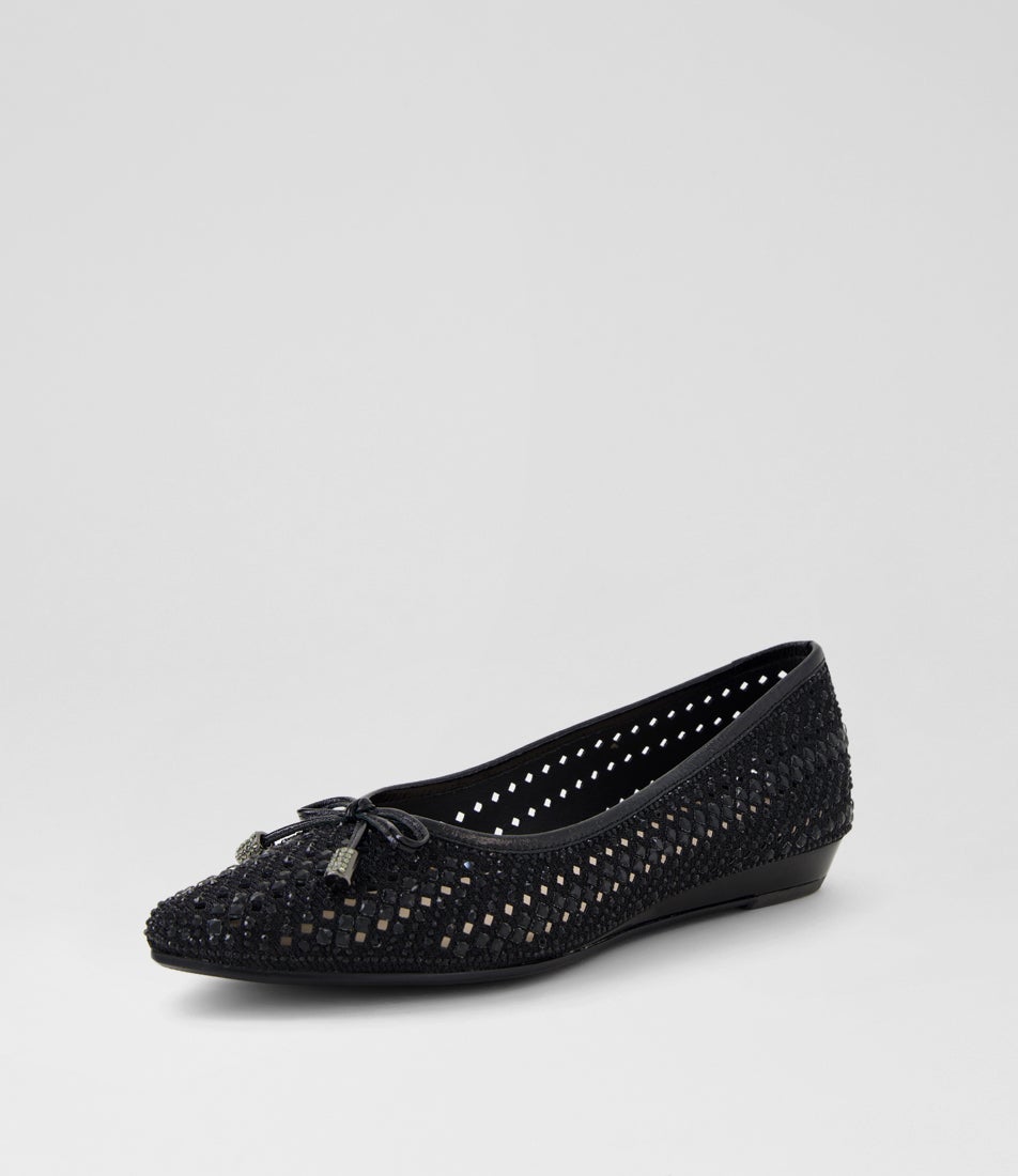Chamomile Black Jewels Flat Shoes