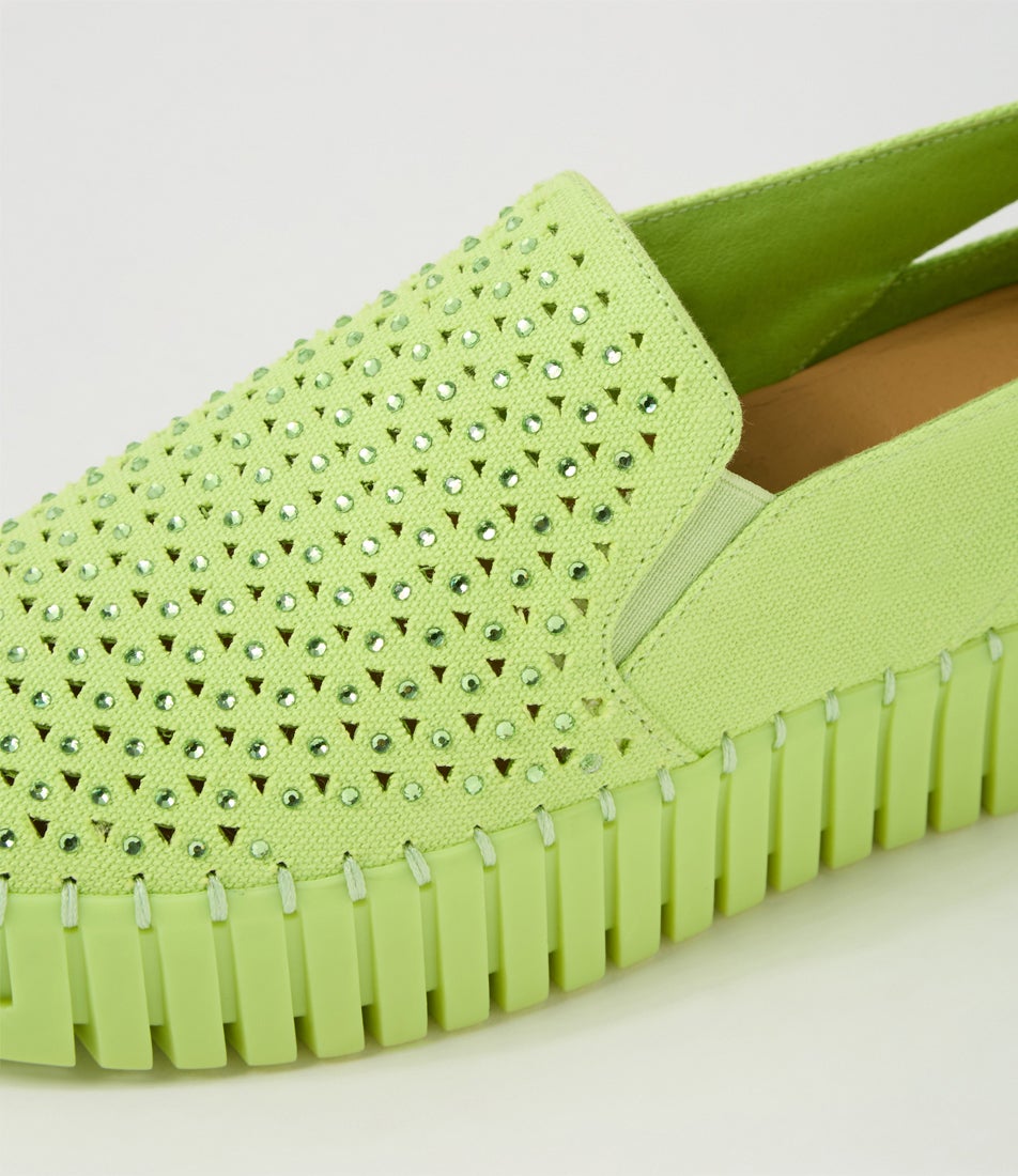 Bidella Lime Fabric Jewels Sneakers