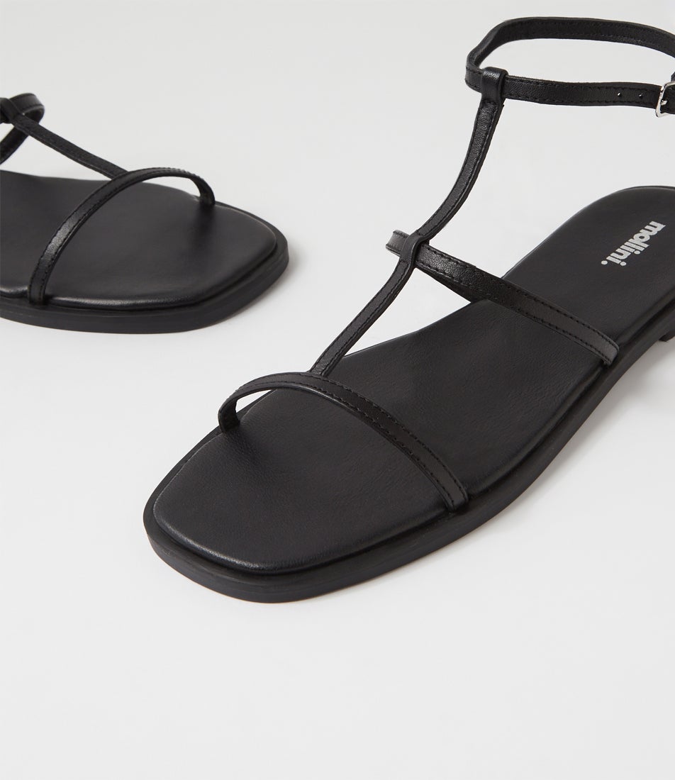 Jaylen Black Leather Sandals