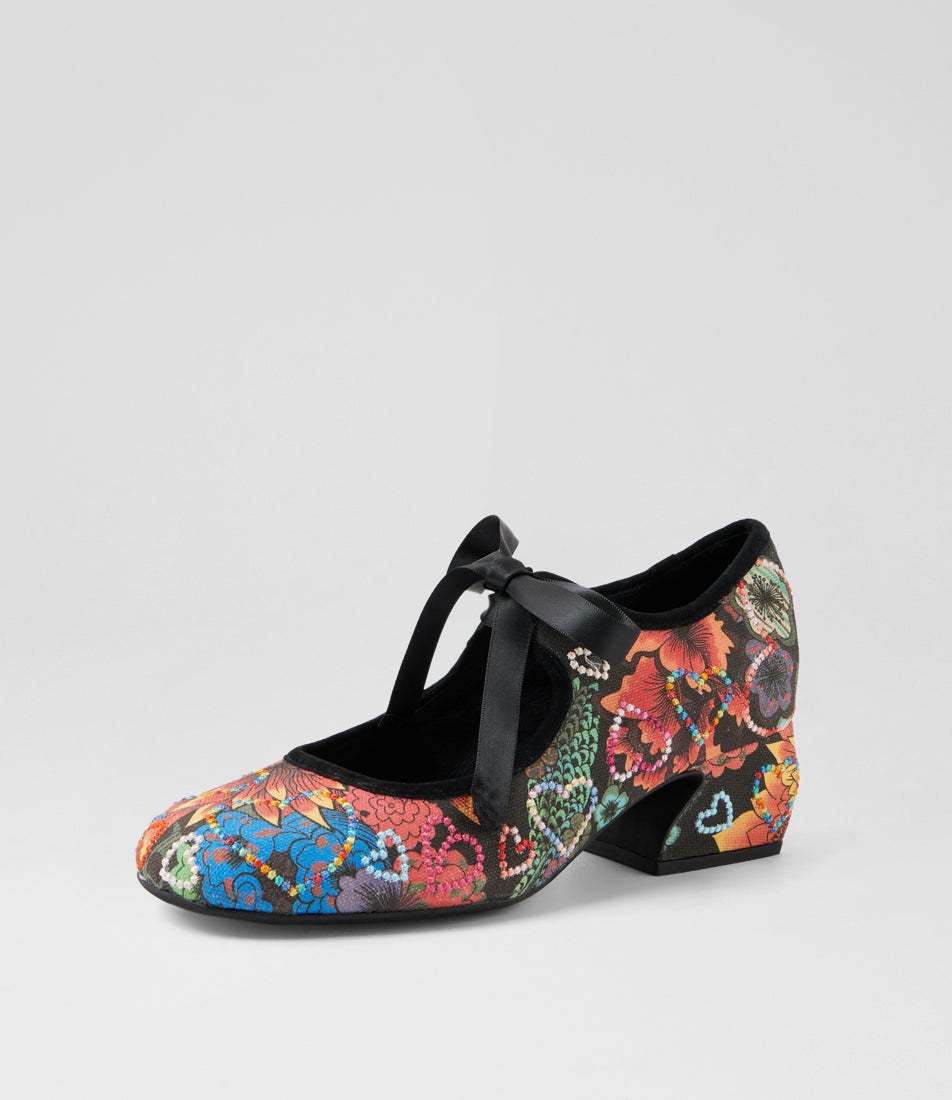Rohib Black Multi Mary Jane Heels