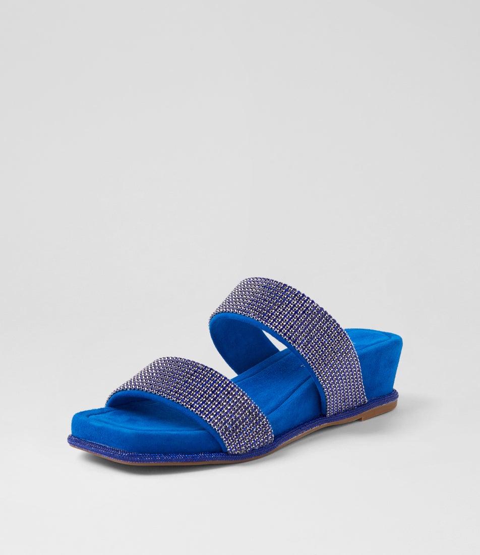 Attilas Blue Suede Jewels Sandals