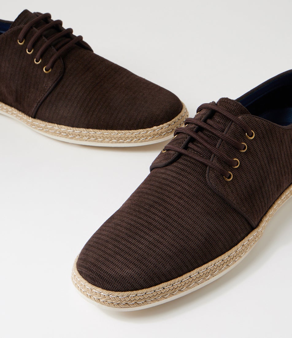 Checker Brown Suede Lace Up Flats