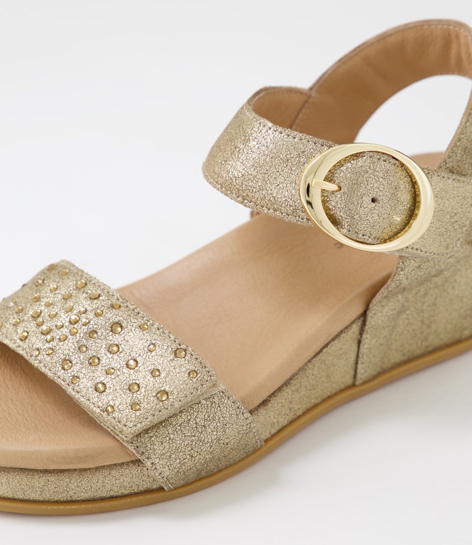 Farrin Old Gold Leather Sandals