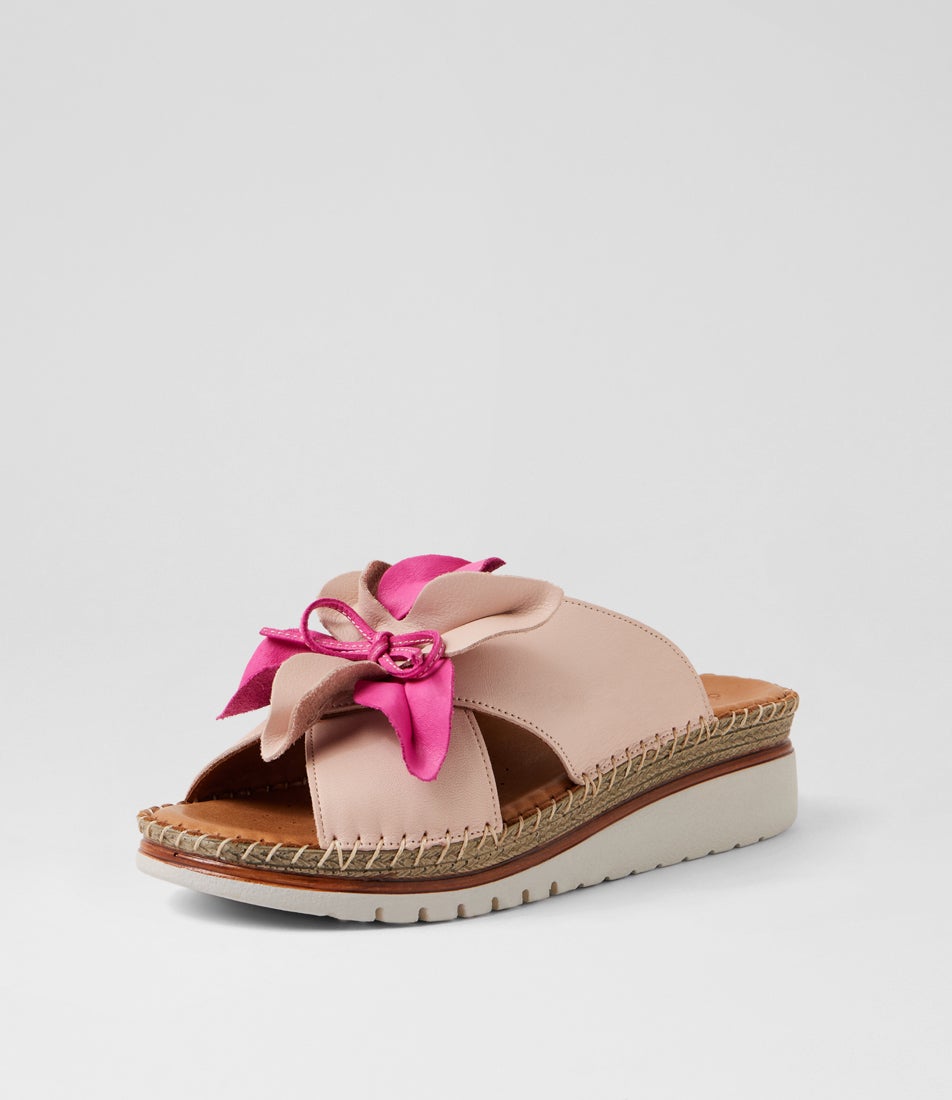 Intreege Blush Fuchsia Leather Sandals
