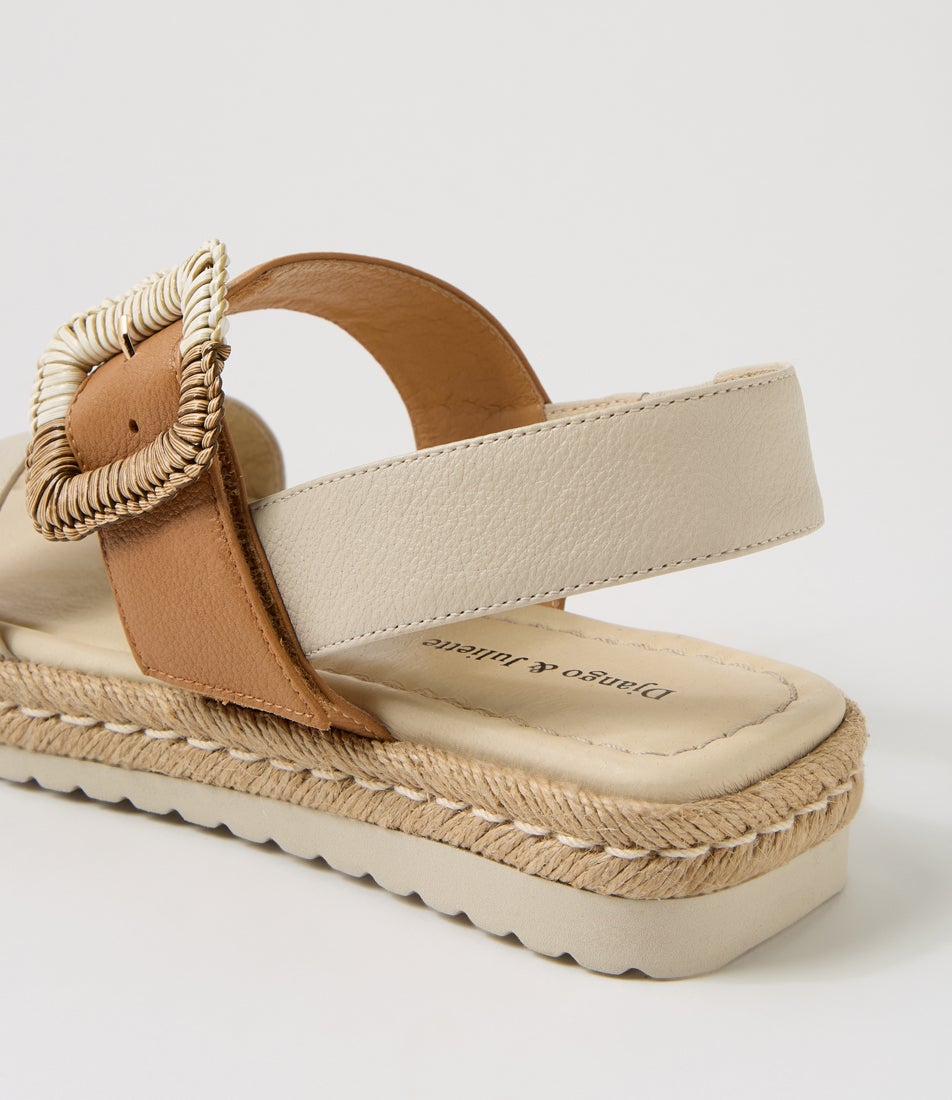 Shachar Almond Dark Tan Leather Sandals