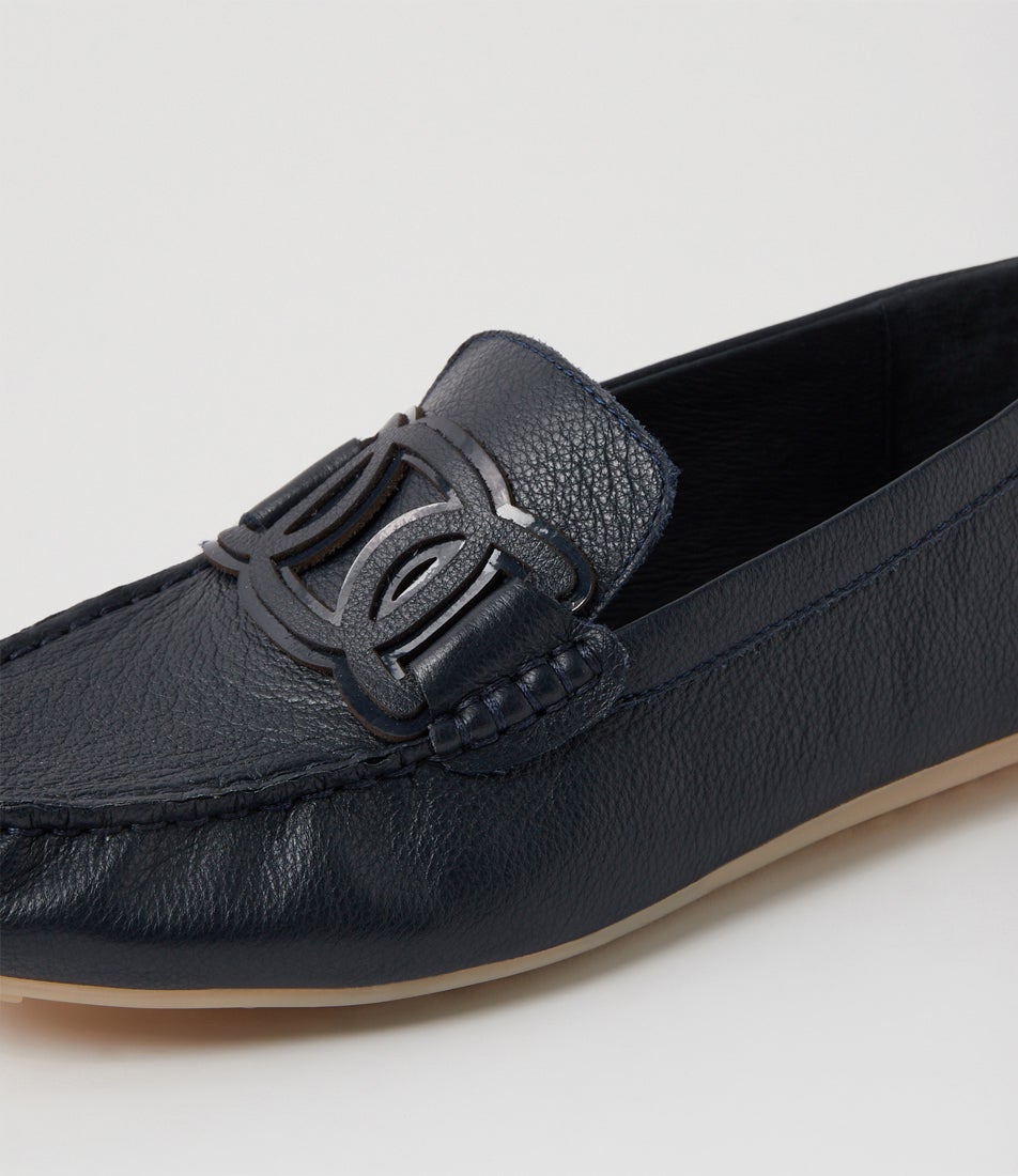Velbert Navy Tumble Leather Loafers