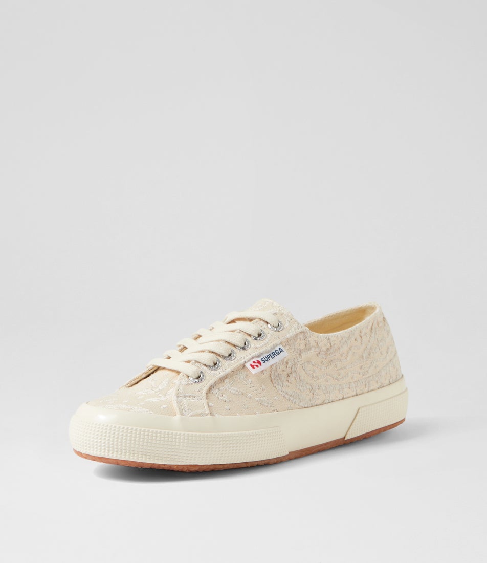 2750 Paisley Embroidery Beige Dirty White Canvas Sneakers