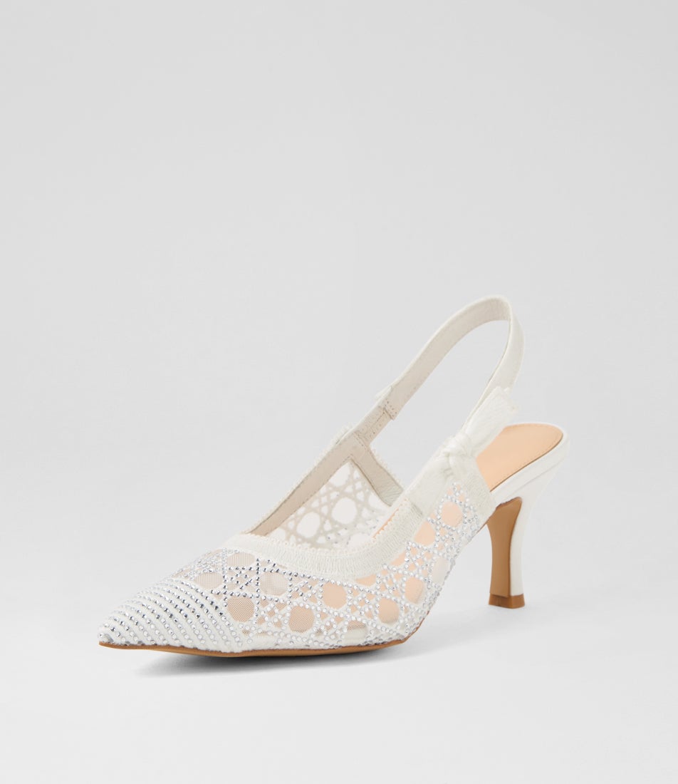 Triesse White Fabric Heels