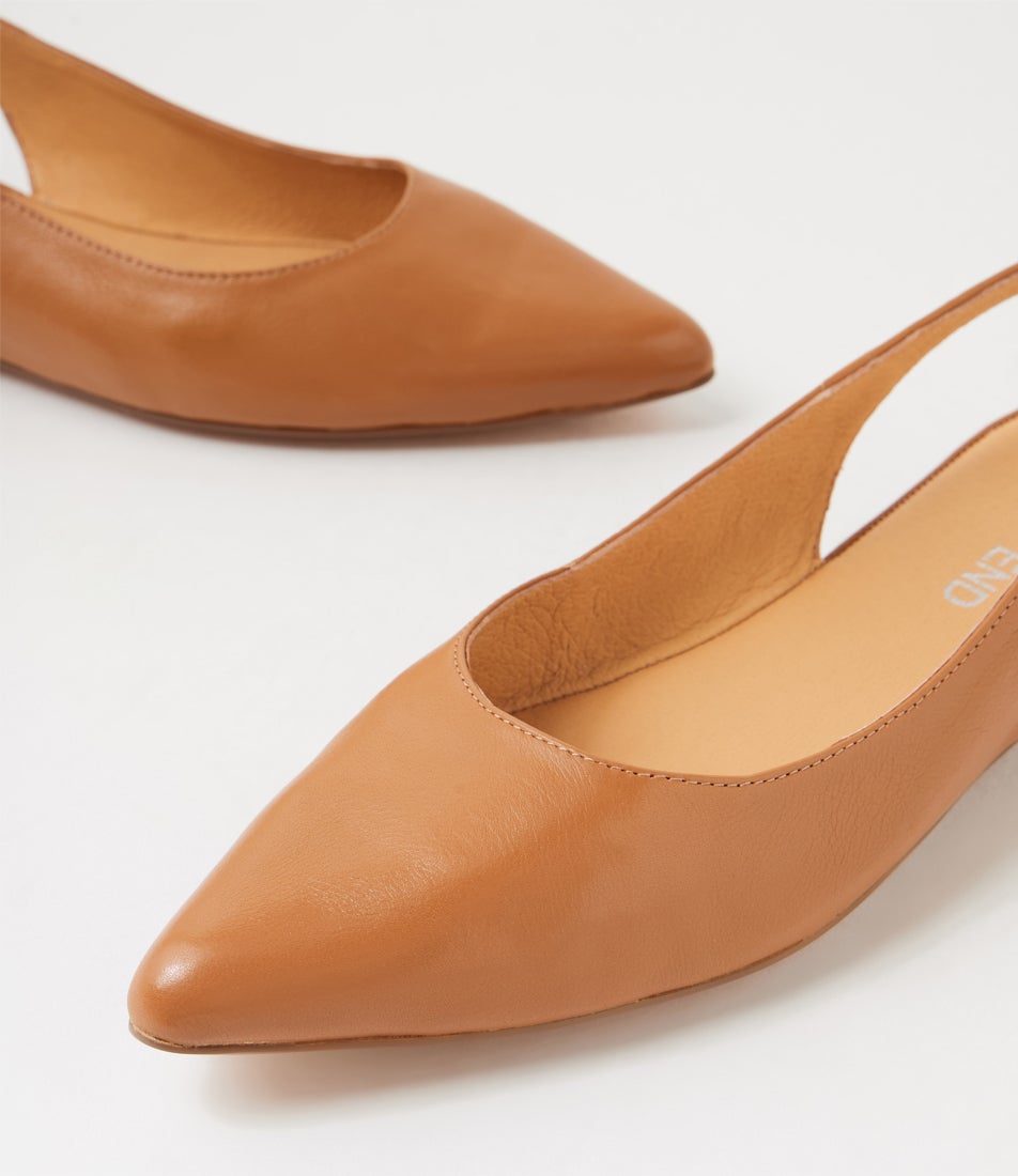 Yillie Dark Tan Leather Flat Shoes