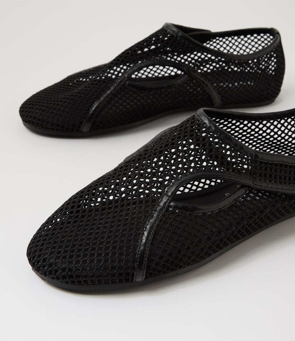 Tilly Black Mesh Flat Shoes