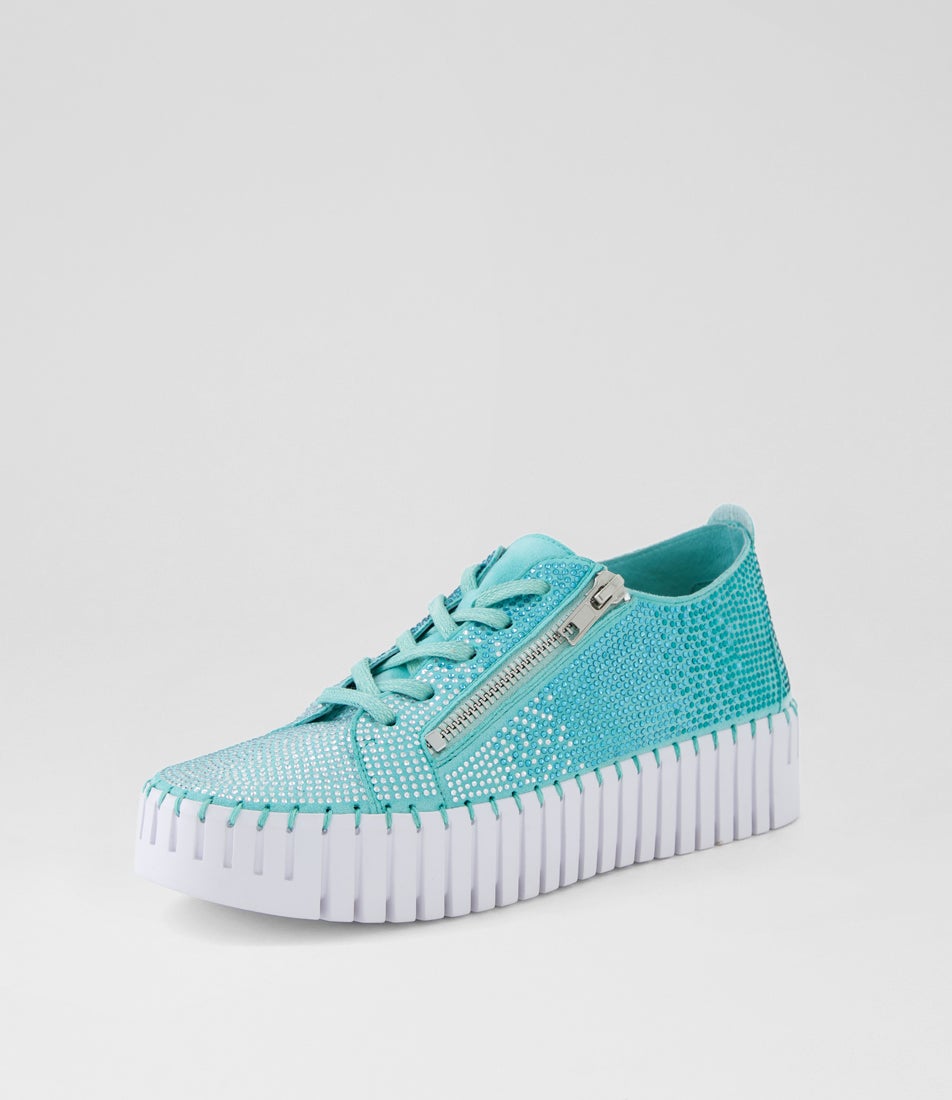 Beatricey Light Aqua Leather Sneakers