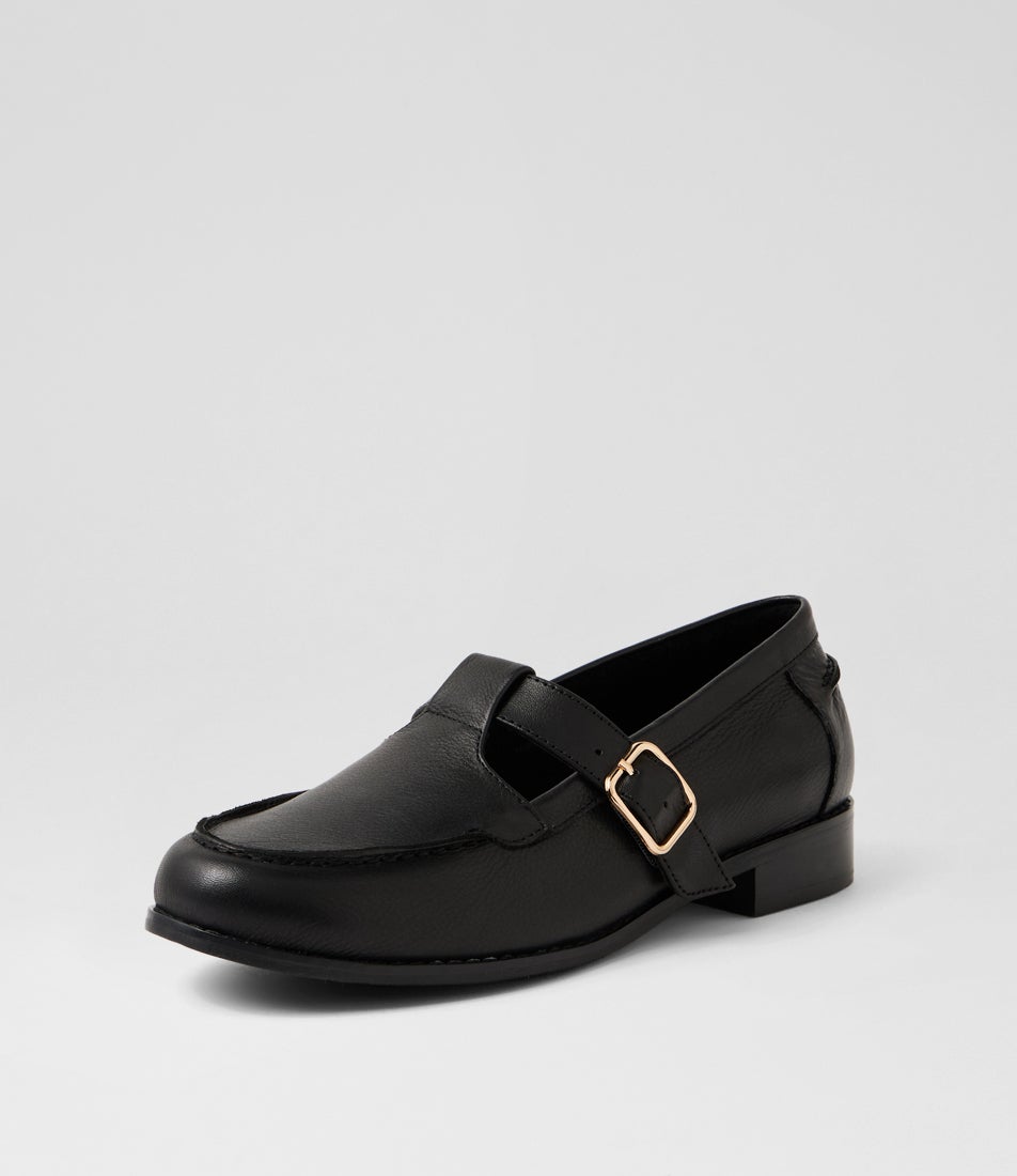 Helena Black Leather Loafers