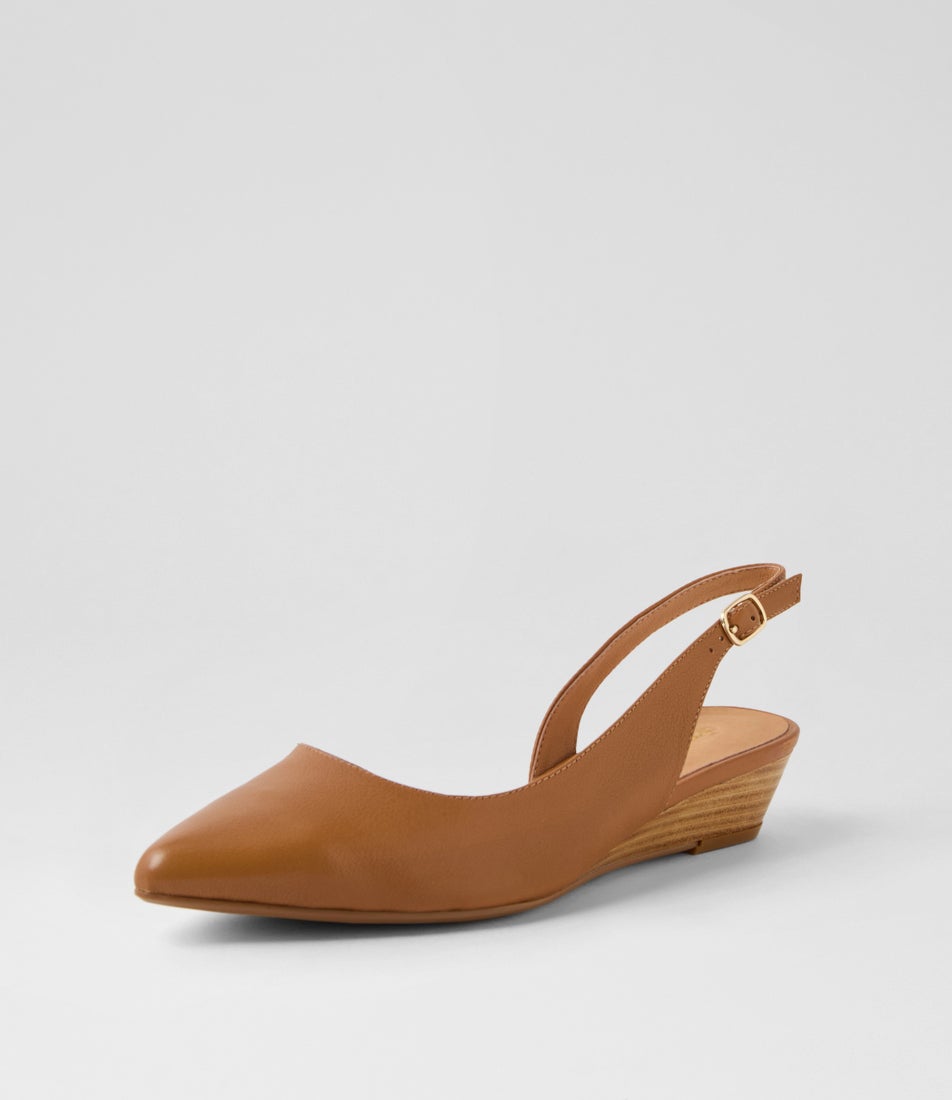 Pleeza Dark Tan Natural Leather Heels