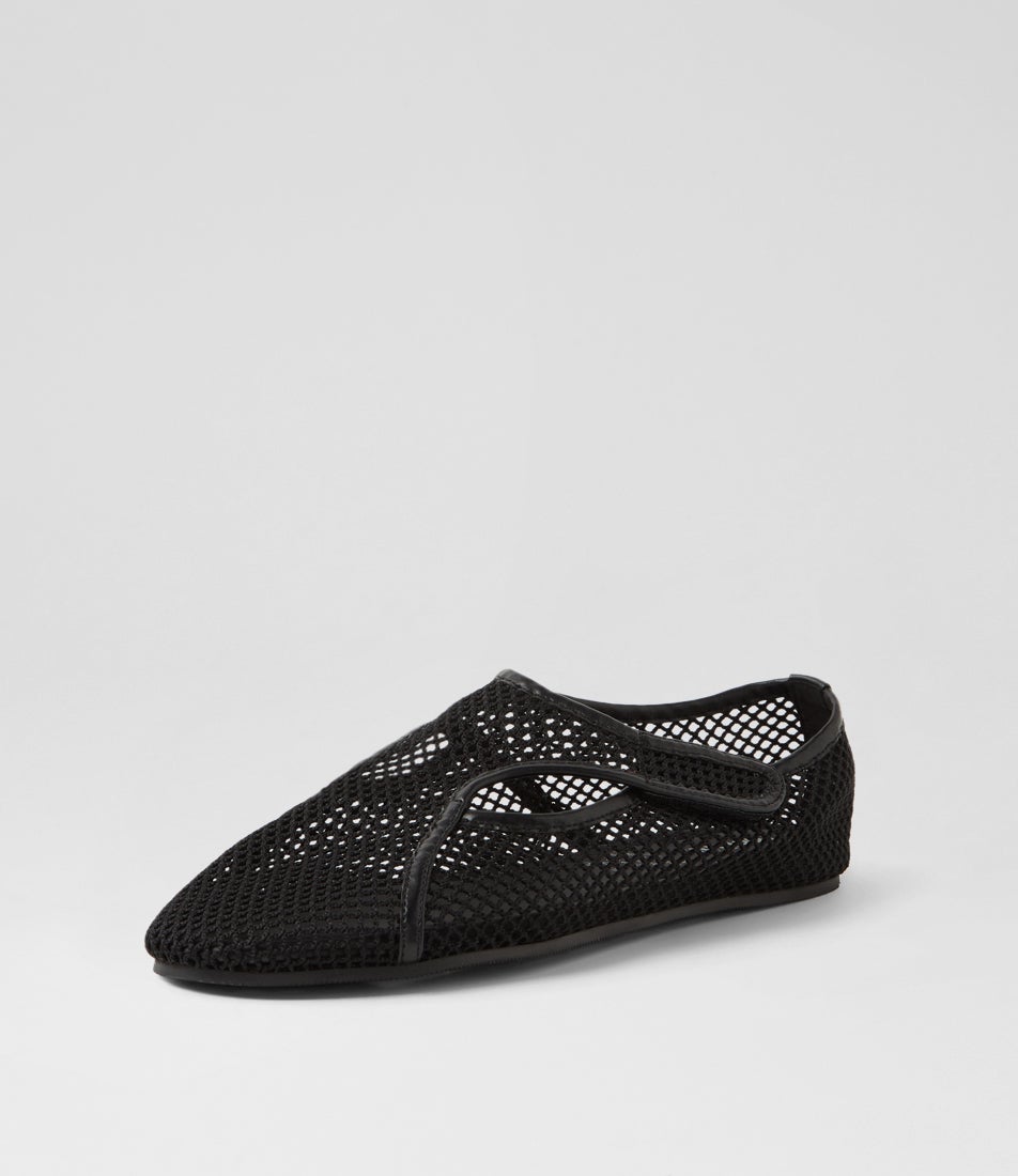 Tilly Black Mesh Flat Shoes