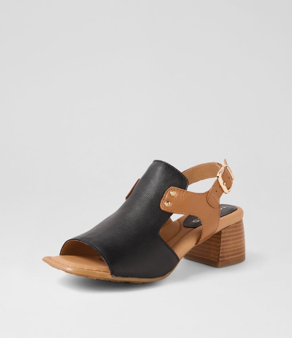 Franko Black Dark Tan Leather Sandals
