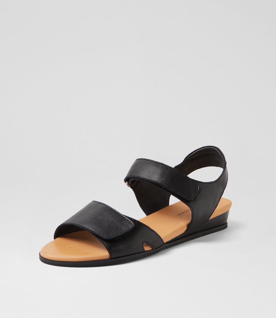 Halima Black Leather Sandals