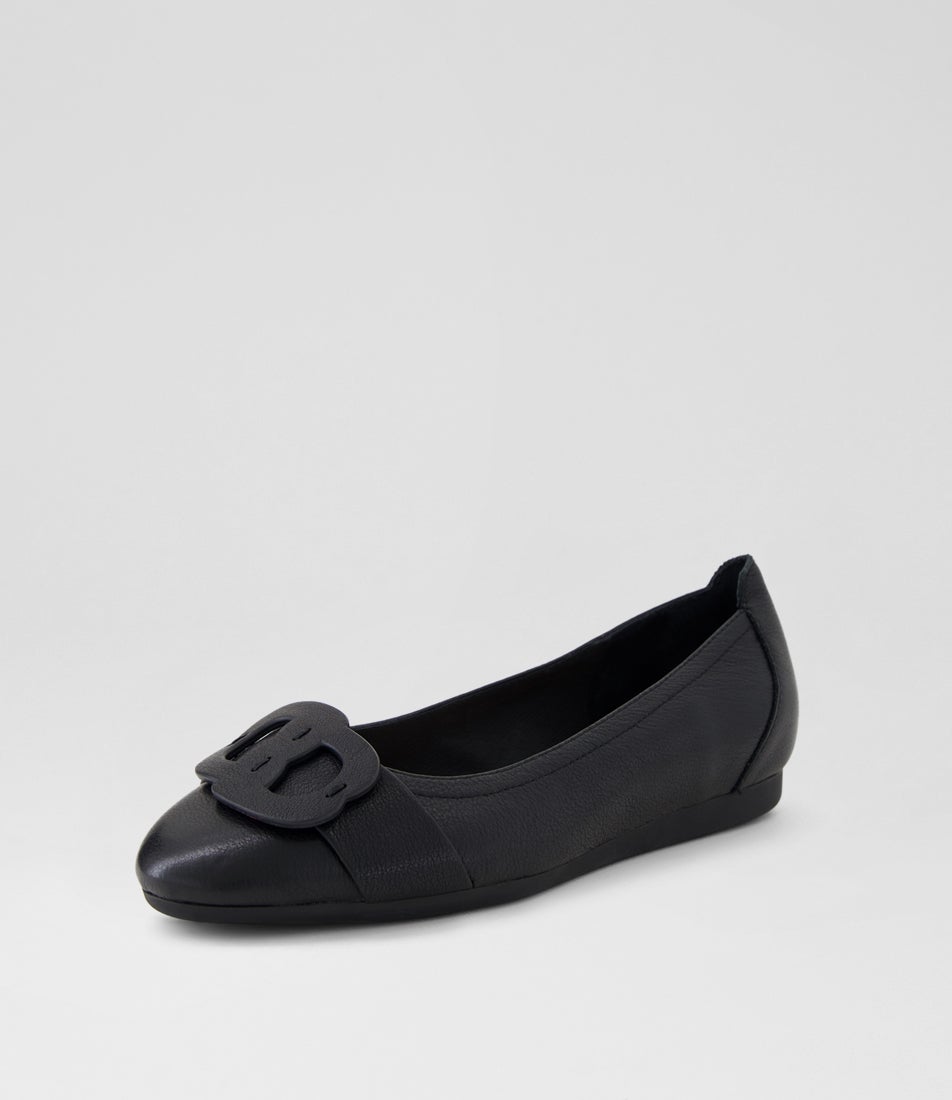 Blairs Black Leather Flat Shoes