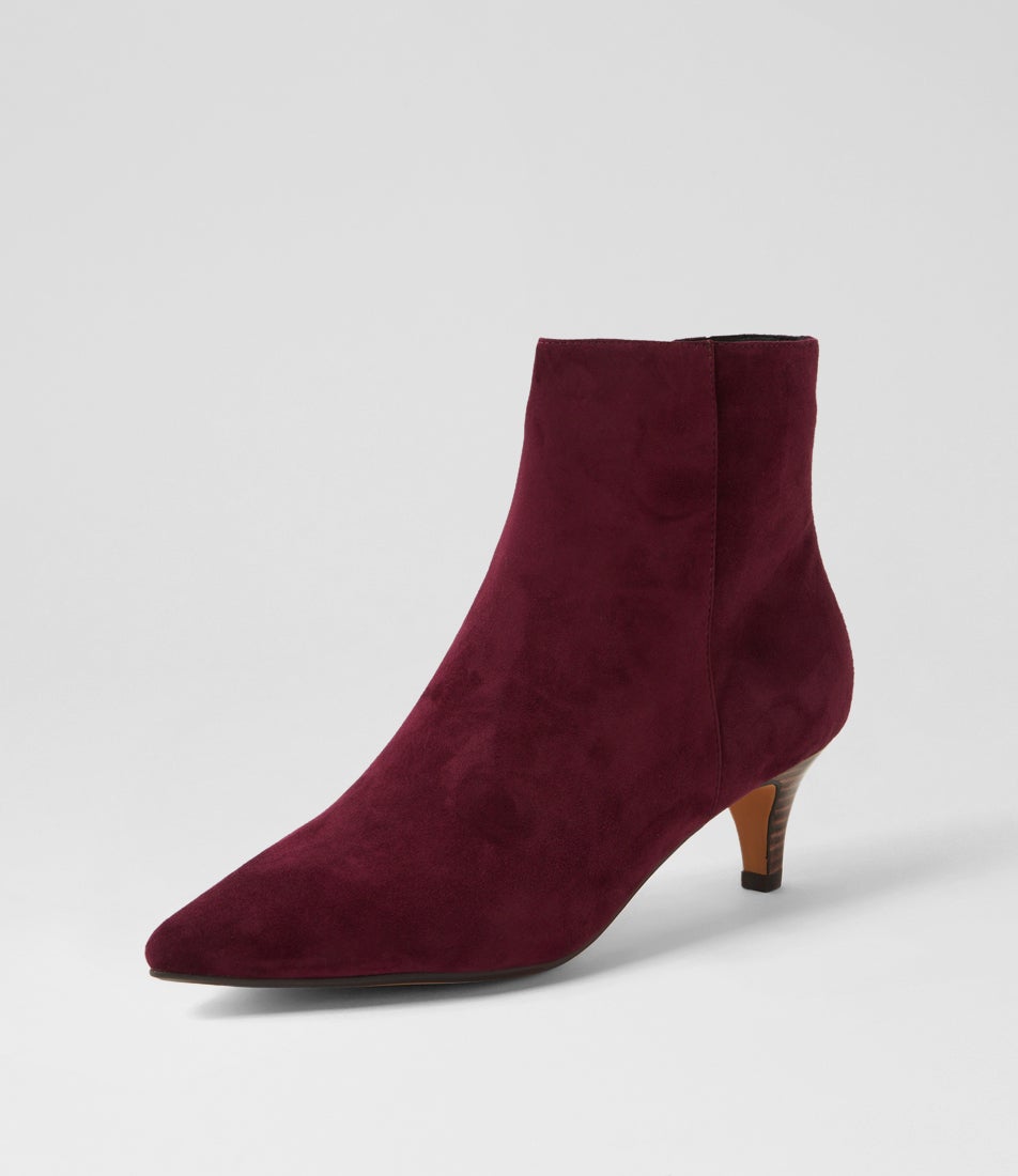 Conoir Burgundy Dark Brown Suede Ankle Boots
