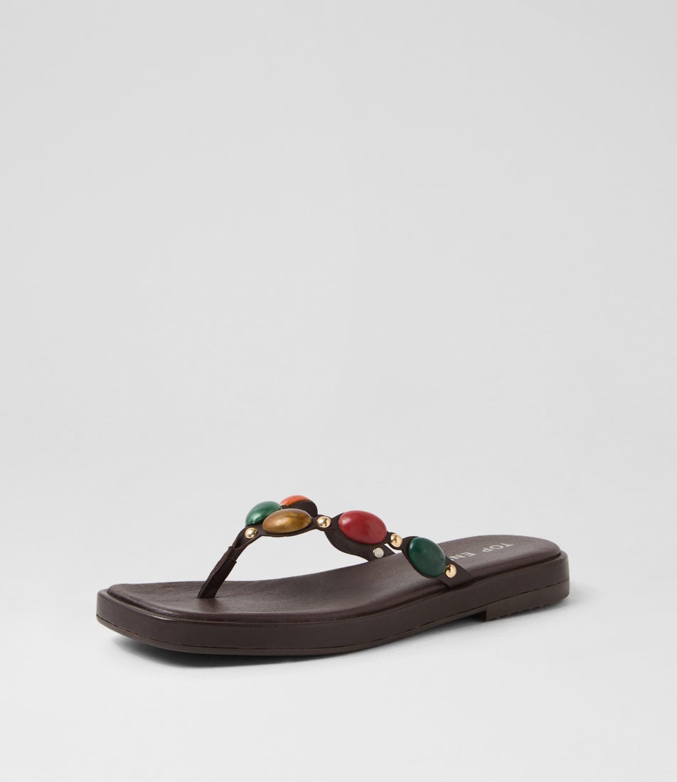 Tahna Choc Multi Leather Thongs