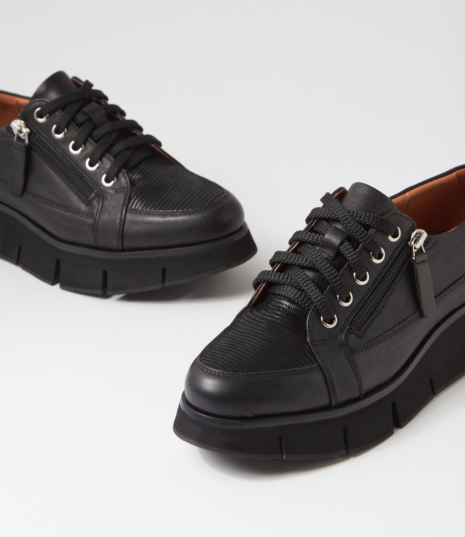 Bindi Black Lizard Leather Sneakers