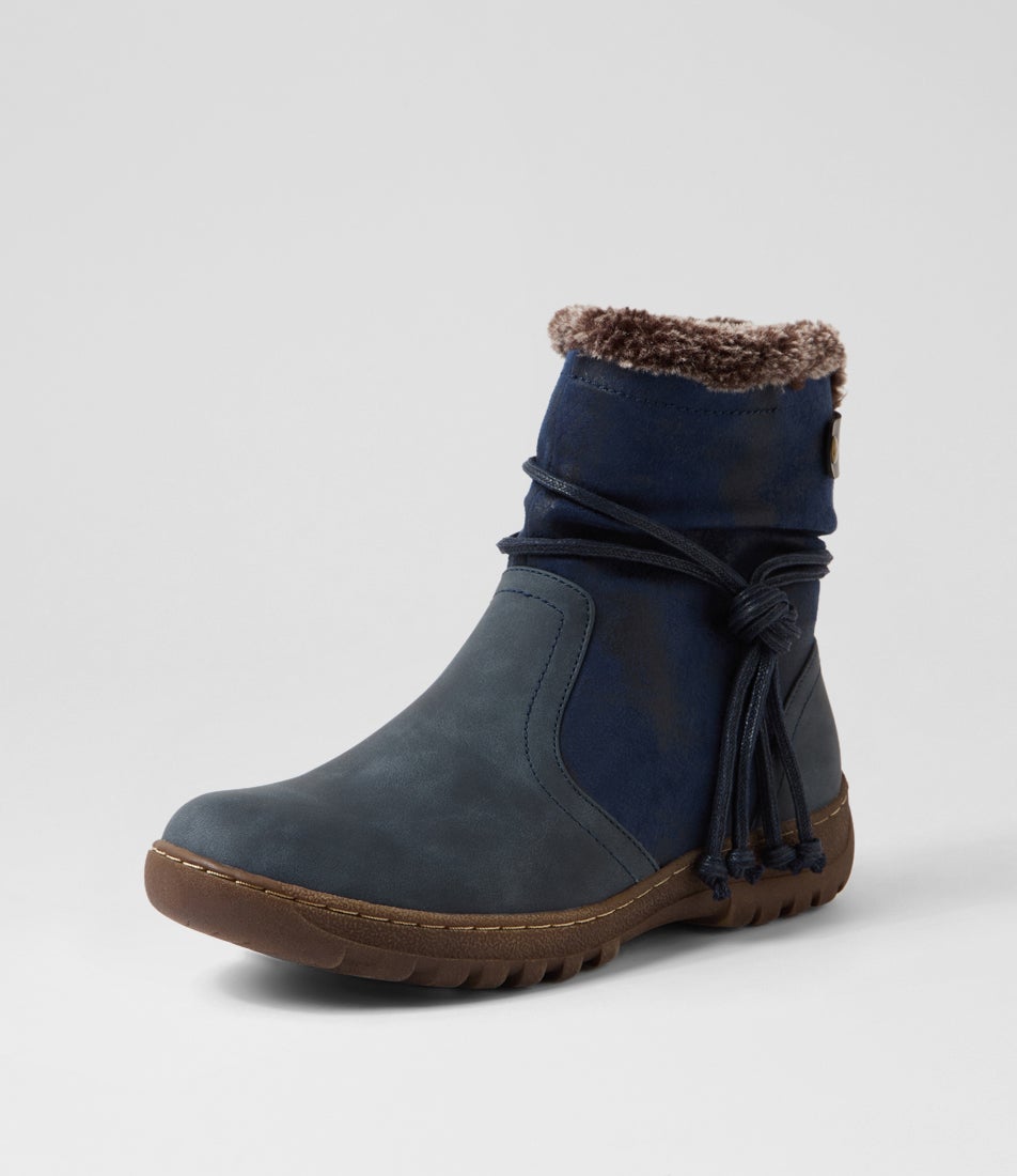 Duzzel Navy Multi Ankle Boots
