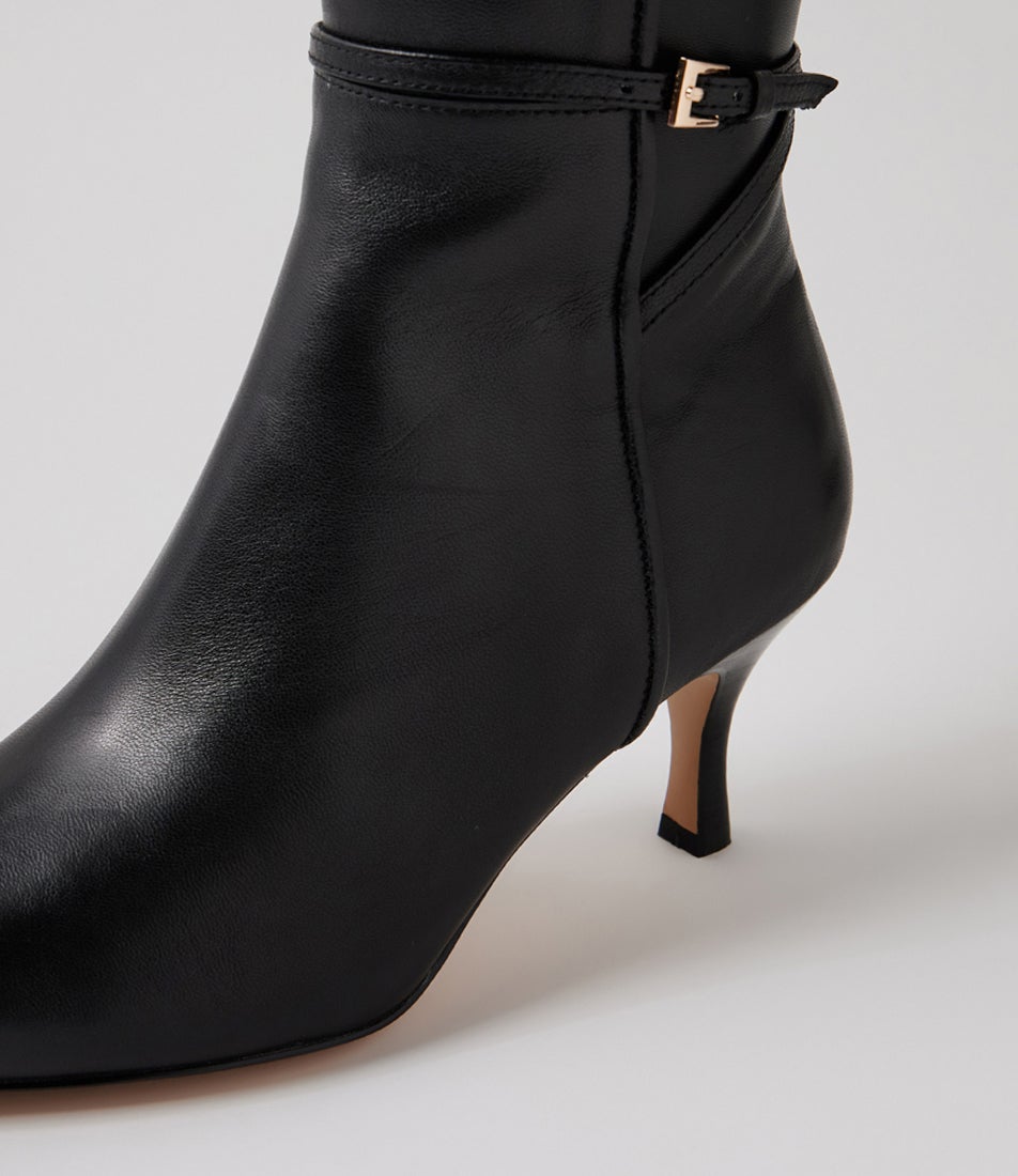Tebbie Black Leather Stretch Knee High Boots