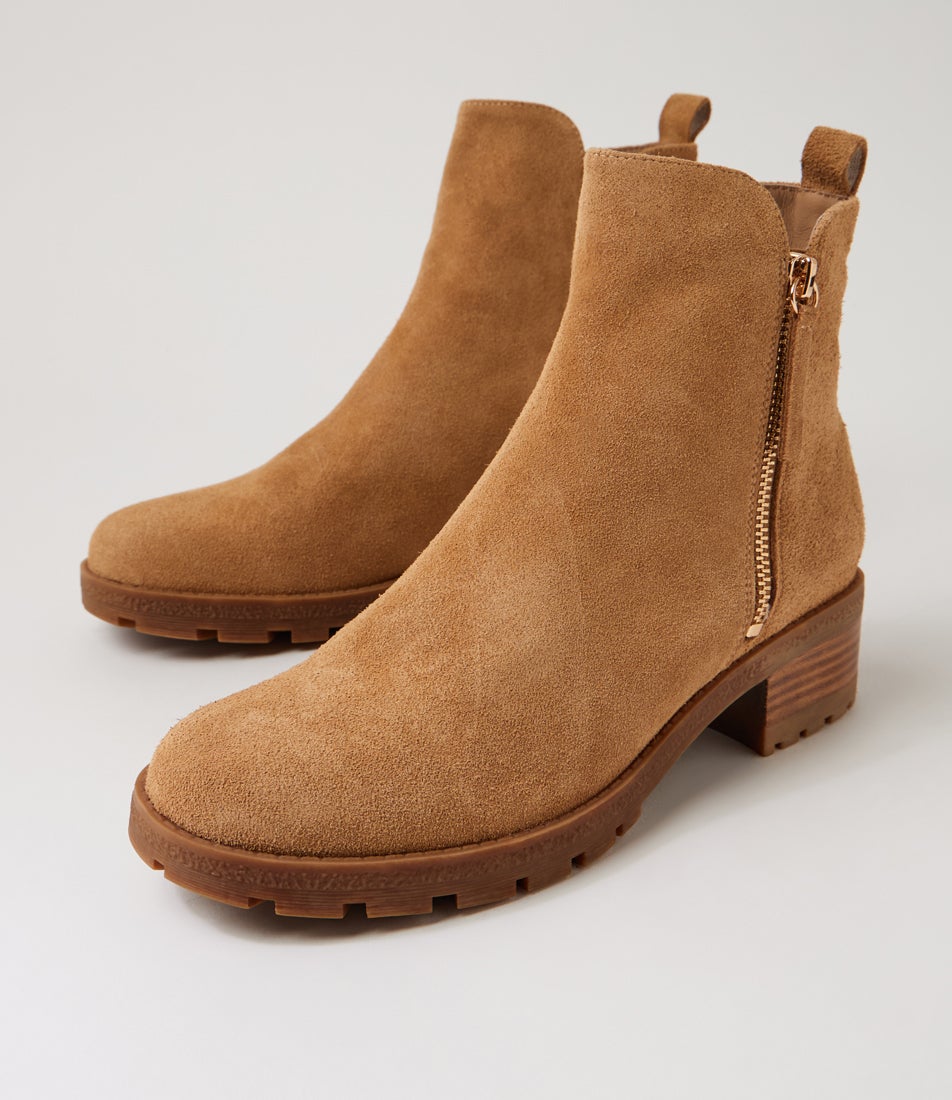 Marlieso Light Choc Suede Ankle Boots