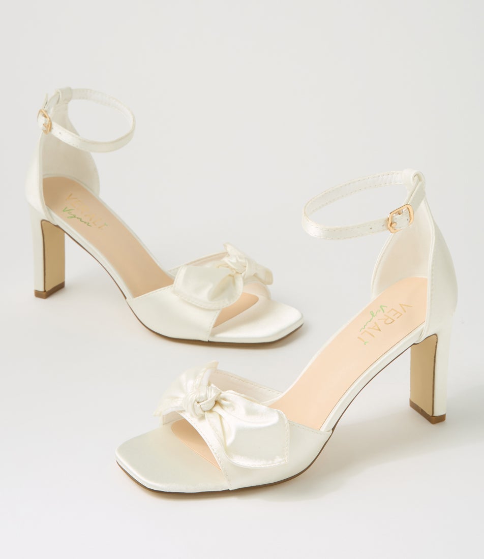 Kara White Satin Heels
