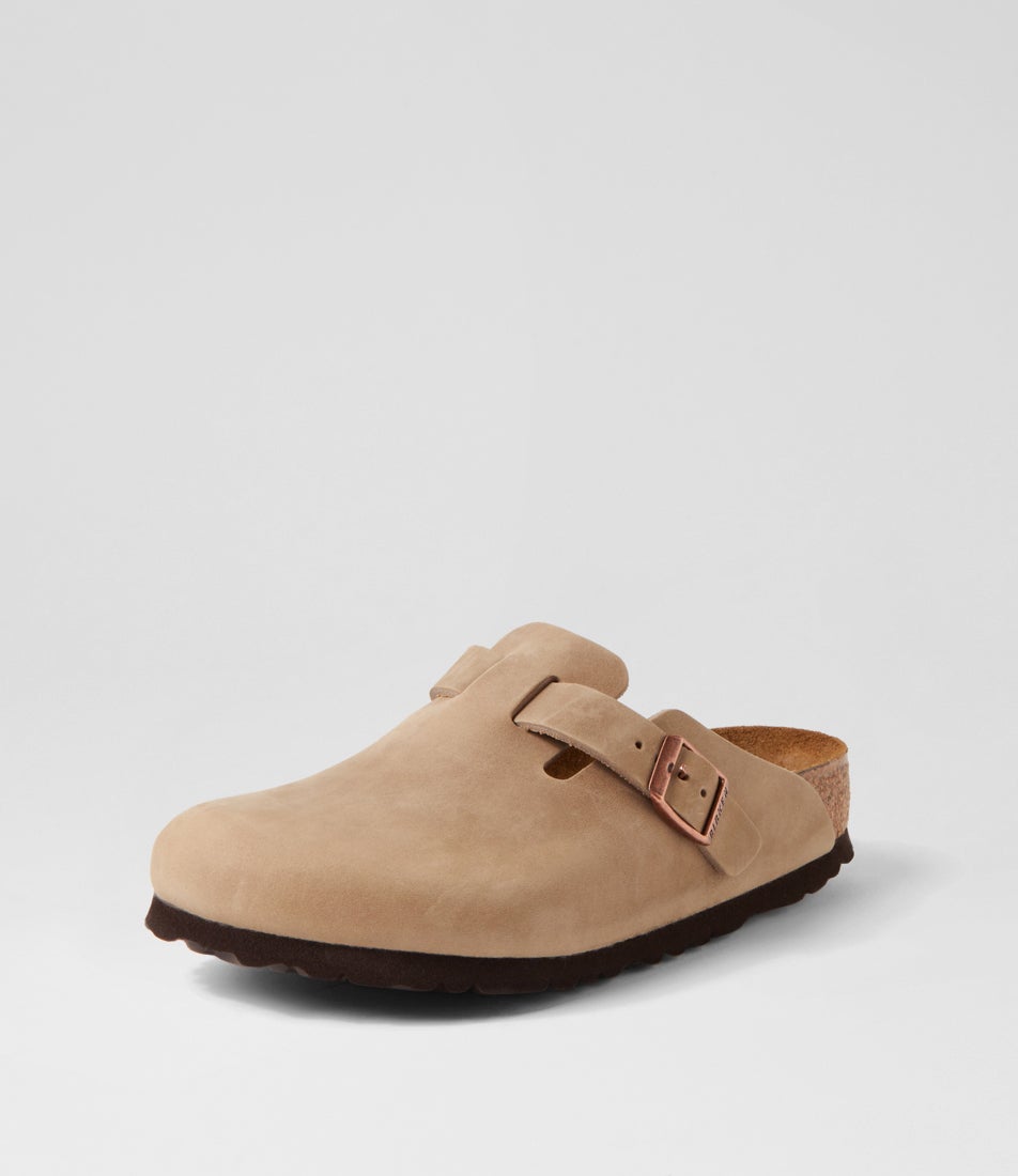 Boston Tobacco Brown Oiled Leather Clogs