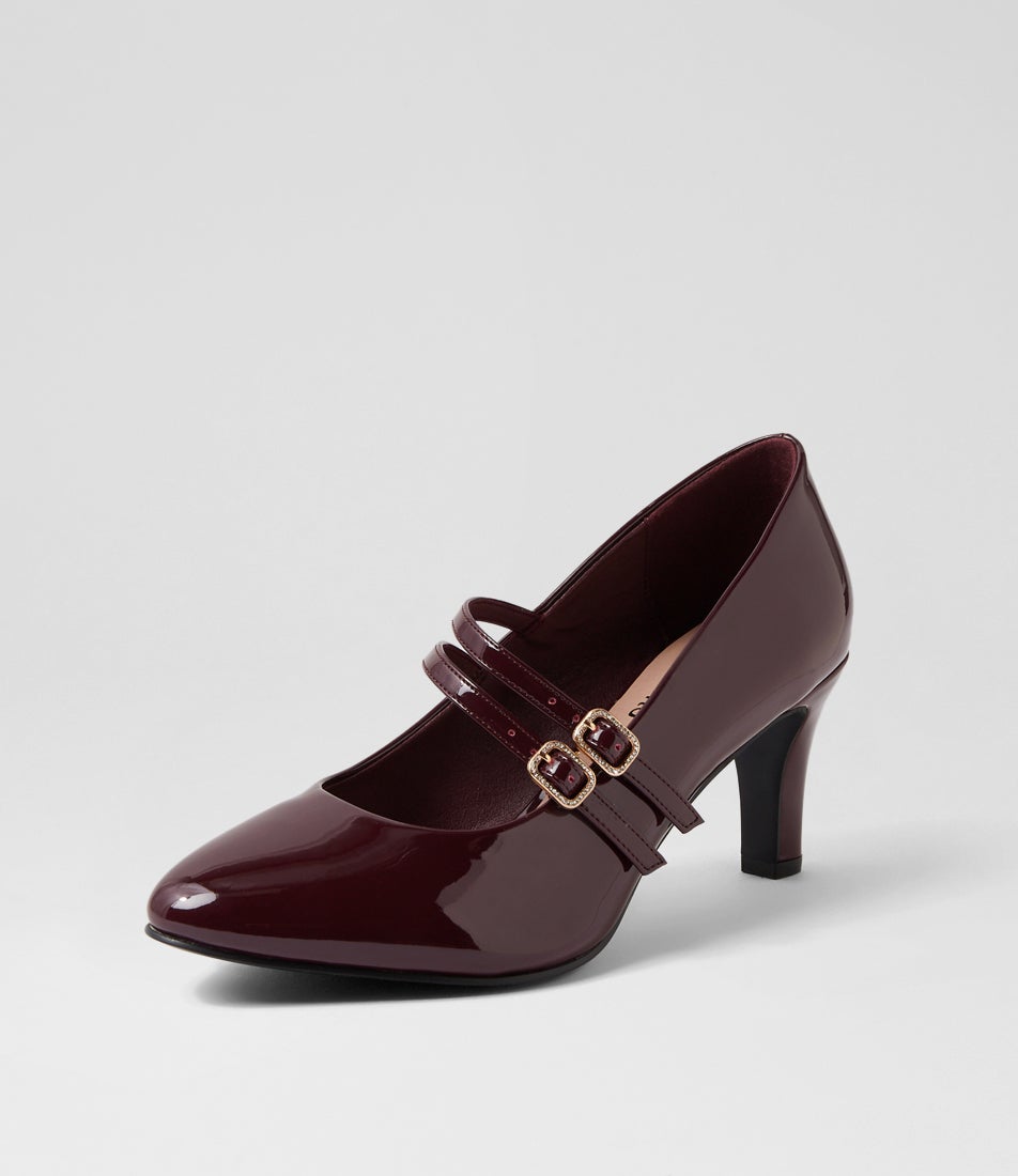 Isola W Burgundy Patent Pu Heels Isola W Burgundy Patent Pu Heels