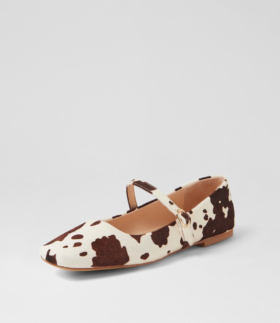 Tokena Cow Print Pony Ballet Flats