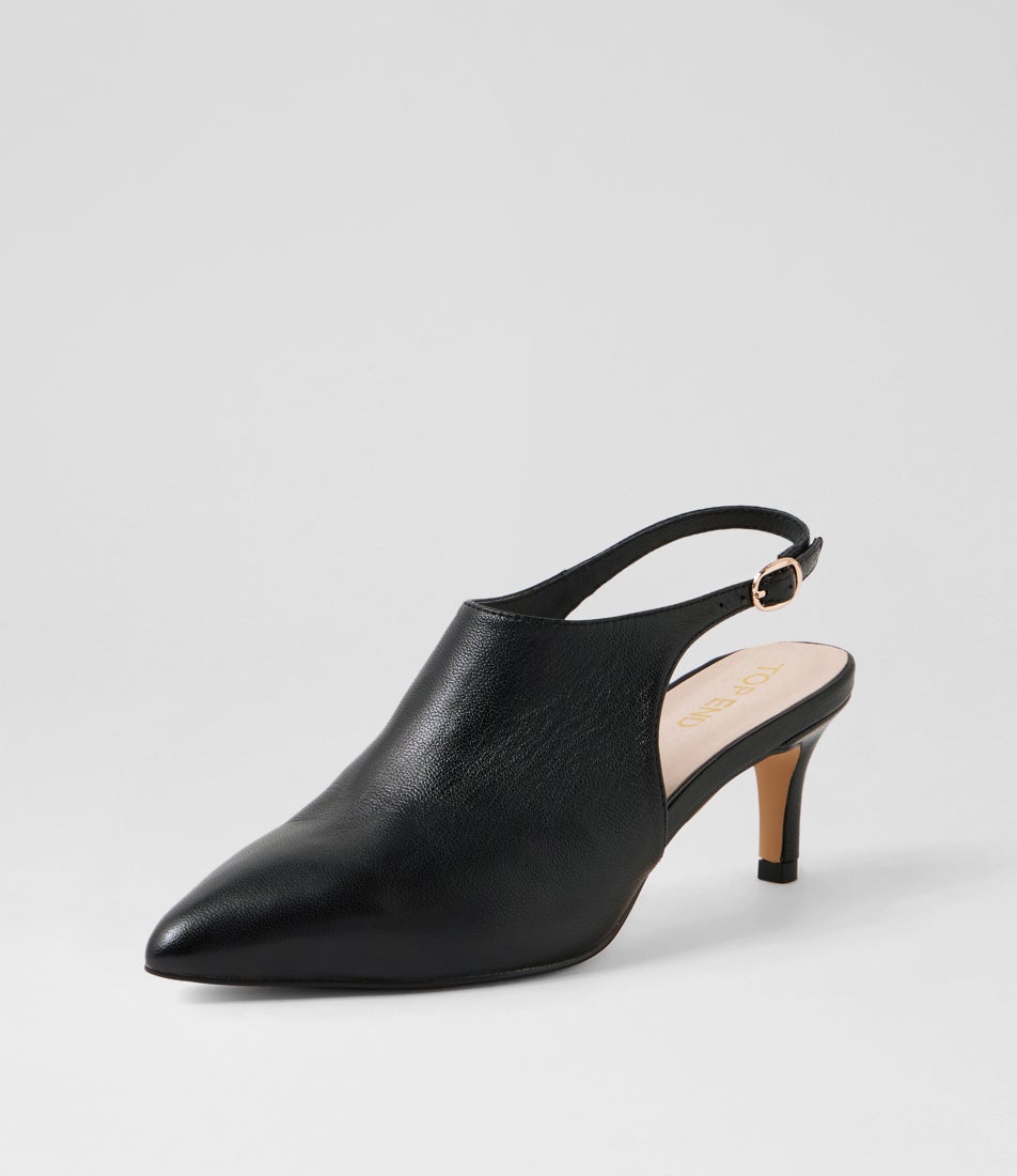 Ciano Black Leather Heels