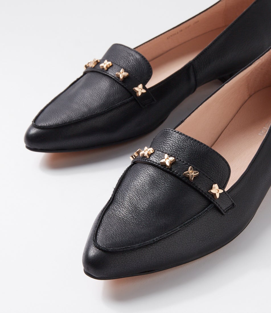 Dysin Black Leather Loafers
