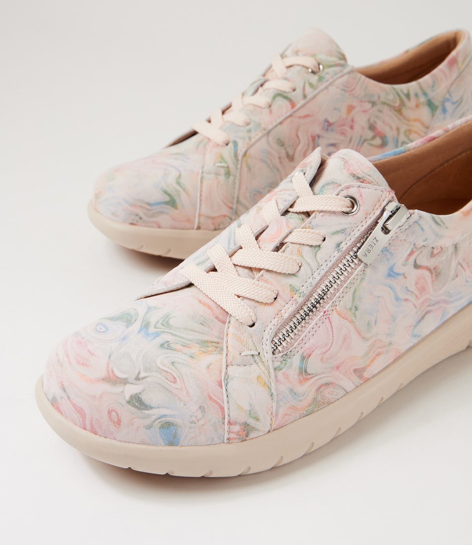 Solar W Nude Floral Leather Sneakers