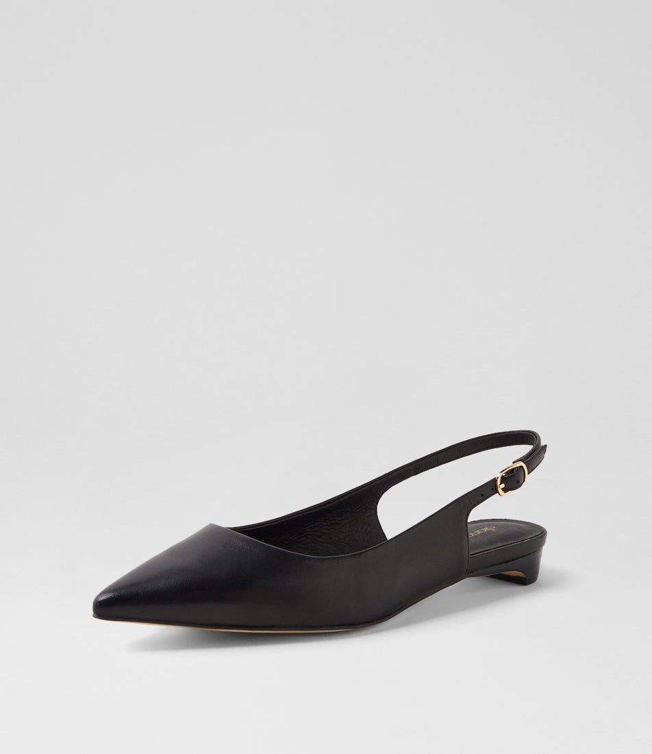 Desuet Black Leather Flat Shoes