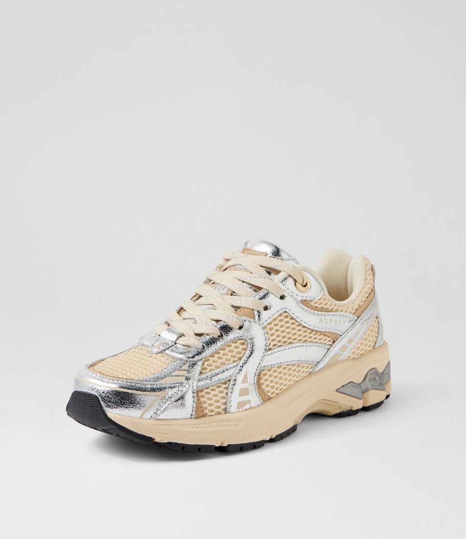 City Run Silver Tan Mesh Sneakers