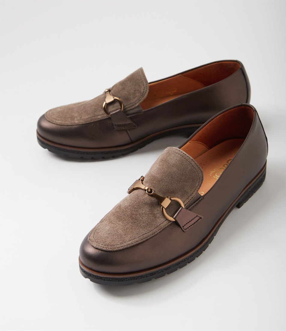 Vaani Bronze Mohair Leather Suede Loafers