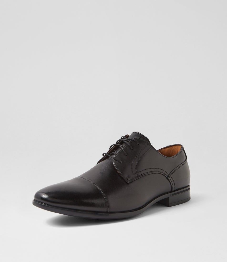 Zagami Cap Black Leather Lace Up Flats
