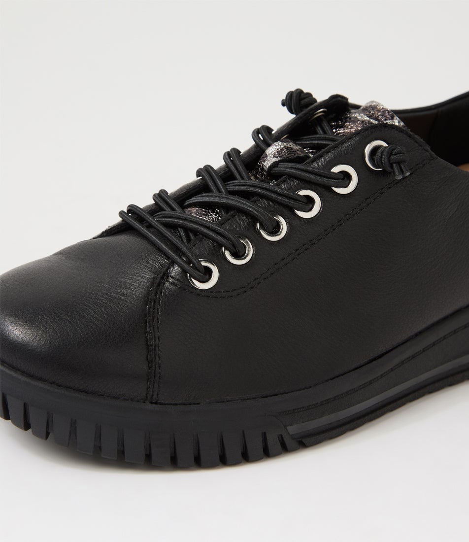 Ty D Black Leopard Leather Suede Sneakers