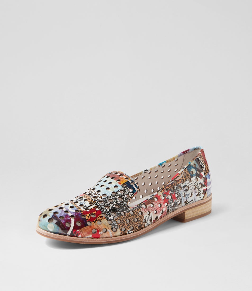 Ariah Collage Print Patent Leather Loafers