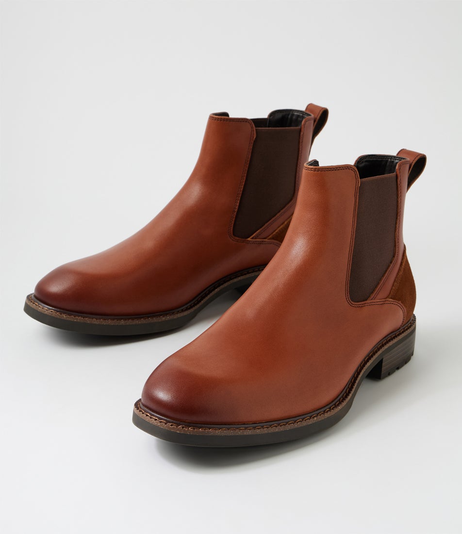 League Cognac Leather Chelsea Boots