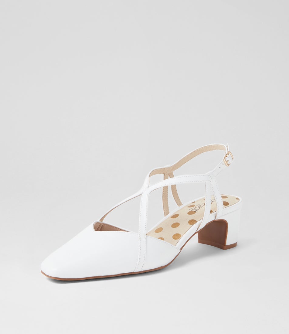 Kaylas White Leather Heels