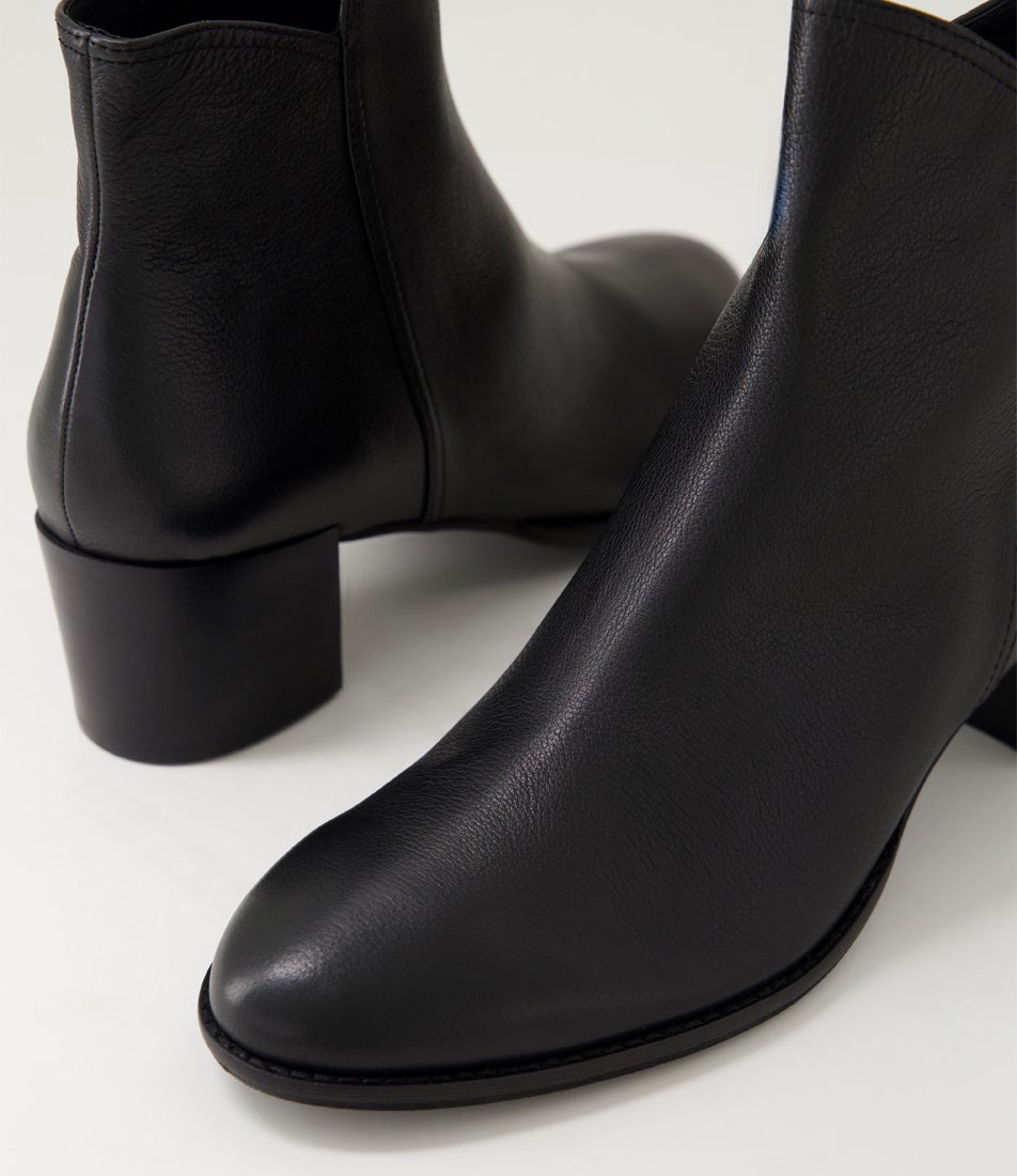 Mockas Black Leather Ankle Boots